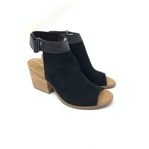 Toms Women's Size 9 Grenada Suede Leather Sling Back Open Toe Sandals Black NEW